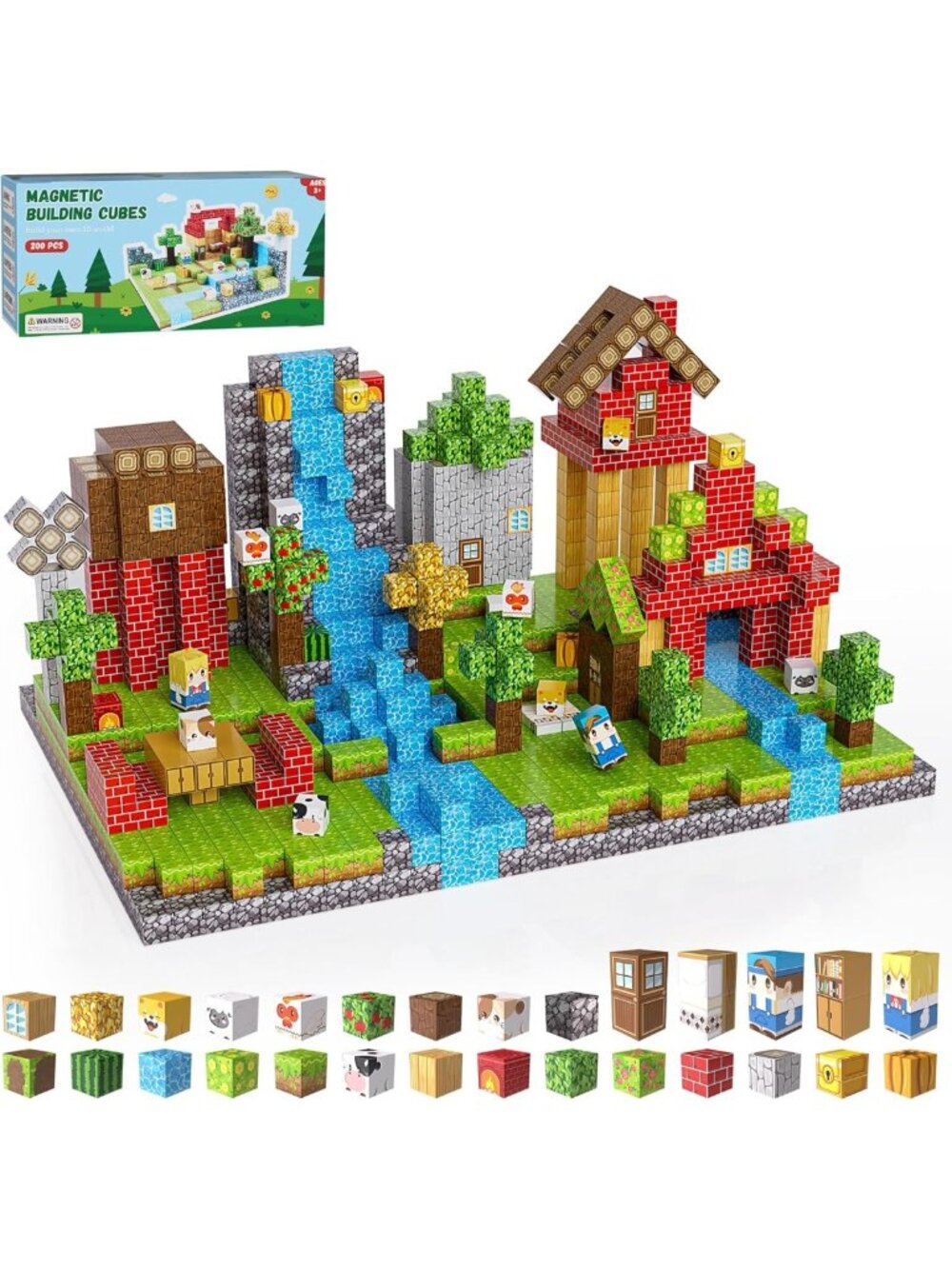 200PCS Magnetic Building Blocks Set - STEM Toys for Kids, Creative Cube Play